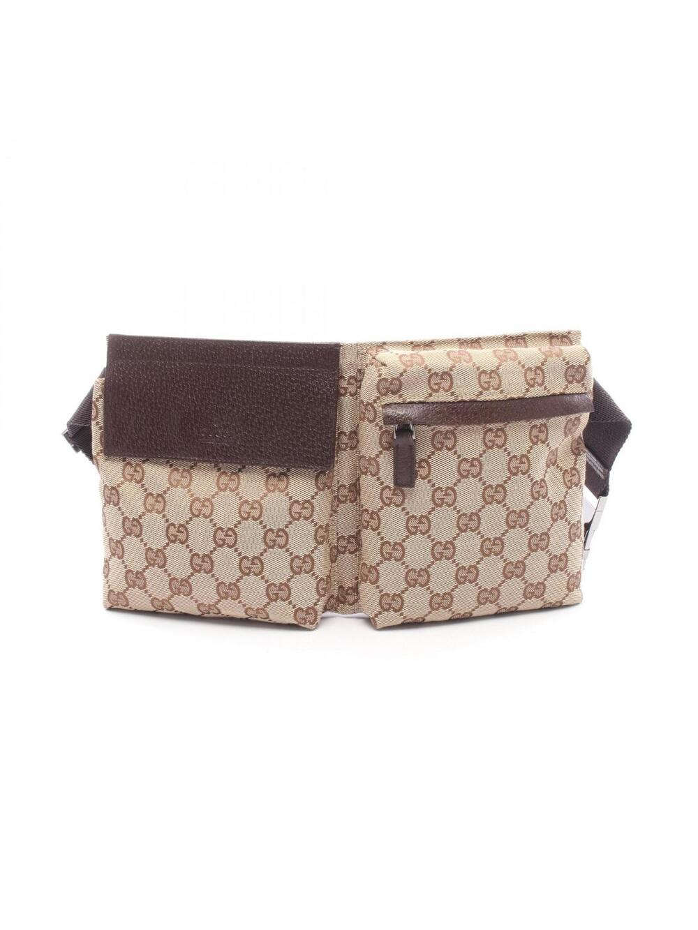Gucci Gg Canvas Waist Belt Bag Leather #358775G70B
